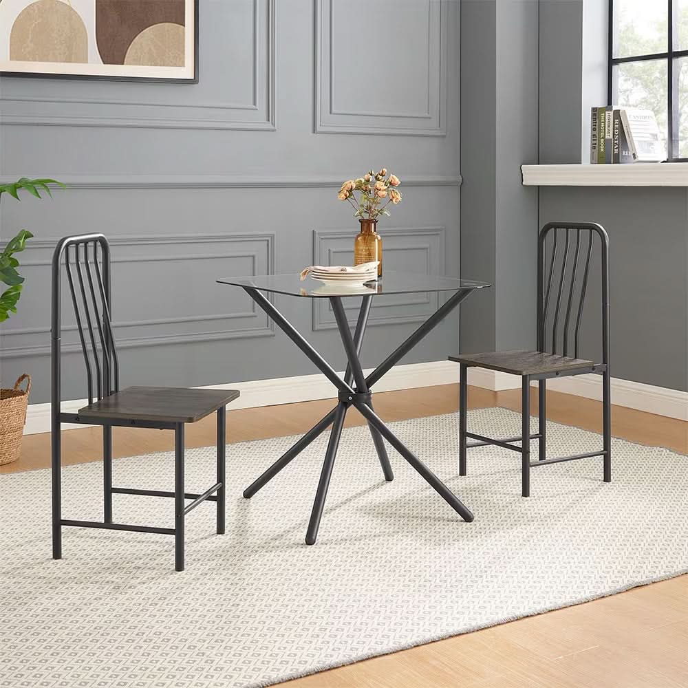 Square Glass Tempered Dining Set - Loeske