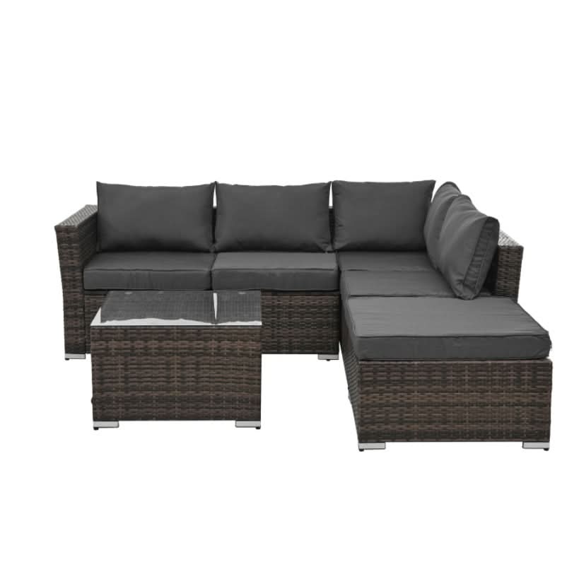 4 Set Wicker Furniture With Tempered Glass Coffee Table - Loeske