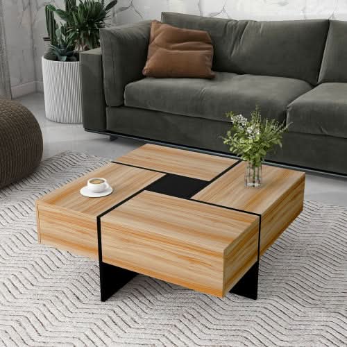 Coffee Table With  Hidden Storage Compartments - Loeske