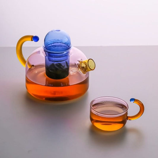 Contrast Color Glass Teapot - Loeske