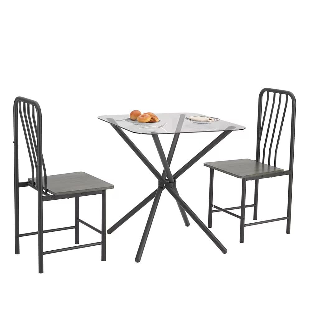 Square Glass Tempered Dining Set - Loeske