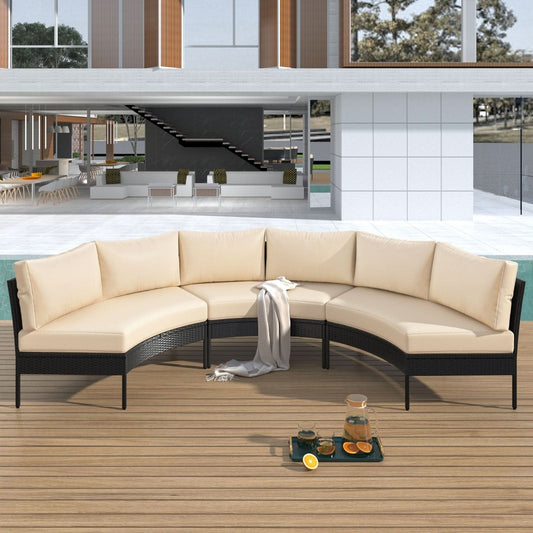 3 Piece Curved Outdoor Conversation Set - Loeske