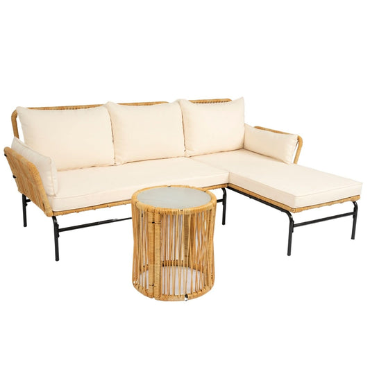 3-Pc Outdoor Patio Wicker Furniture Set - Loeske
