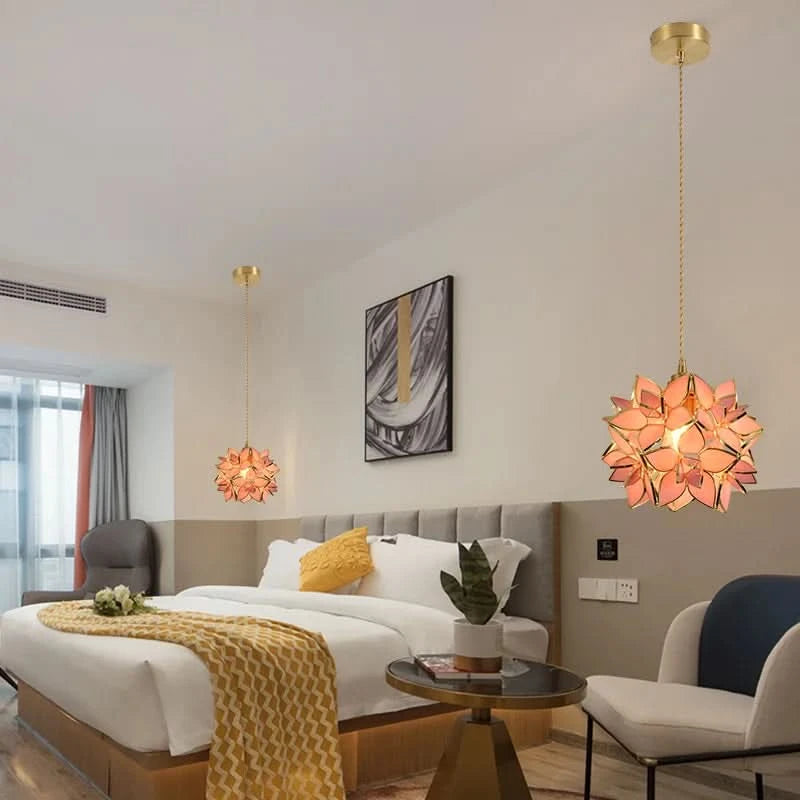 Glazed Glass  Lotus Flower Lamp - Loeske