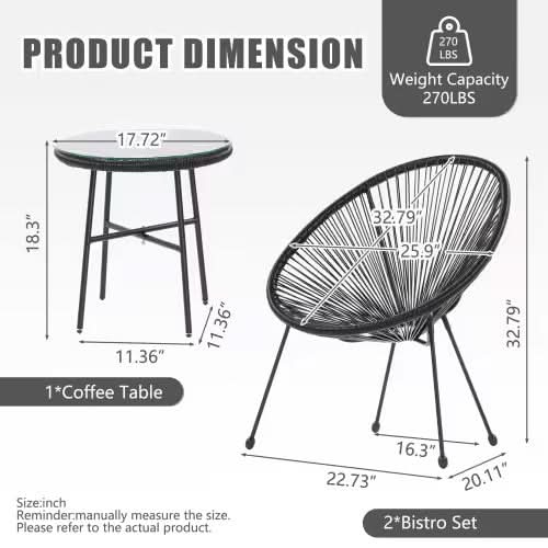 Terrace Bistro Conversation Set With Side Table - Loeske