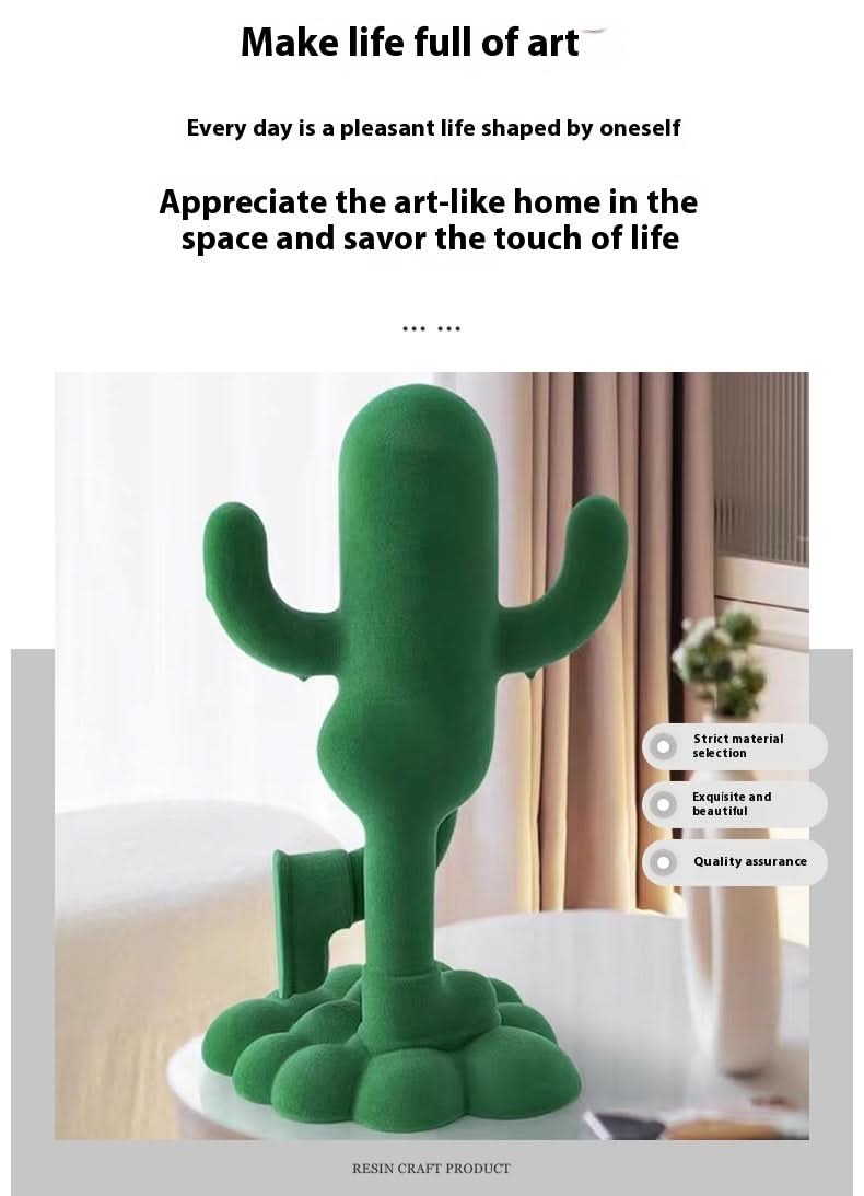 Funny Human-shaped Cactus Flocking Crafts Ornaments - Loeske