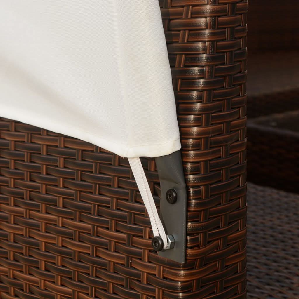 9 Piece Patio Lounge Set with Canopies Poly Rattan Brown - Loeske