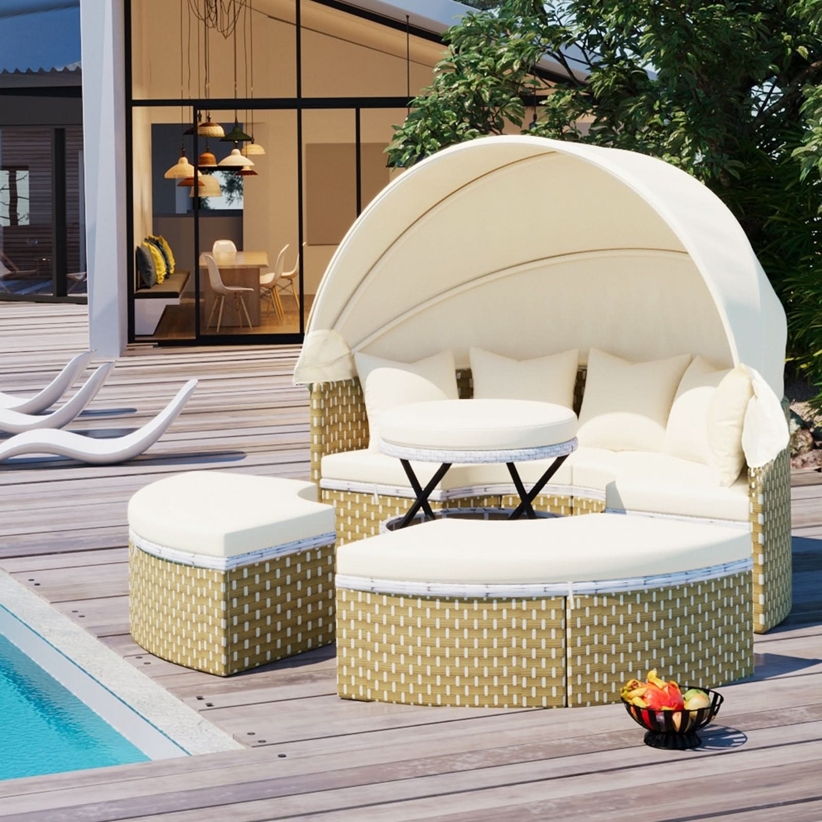 Round Outdoor Sectional Sofa Set - Loeske