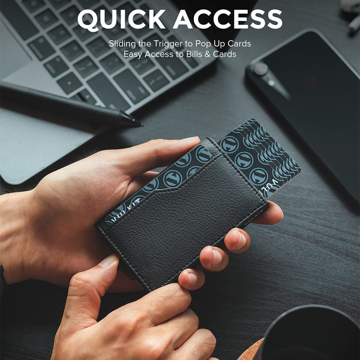 Rfid Blocking Automatic Leather Up Wallet