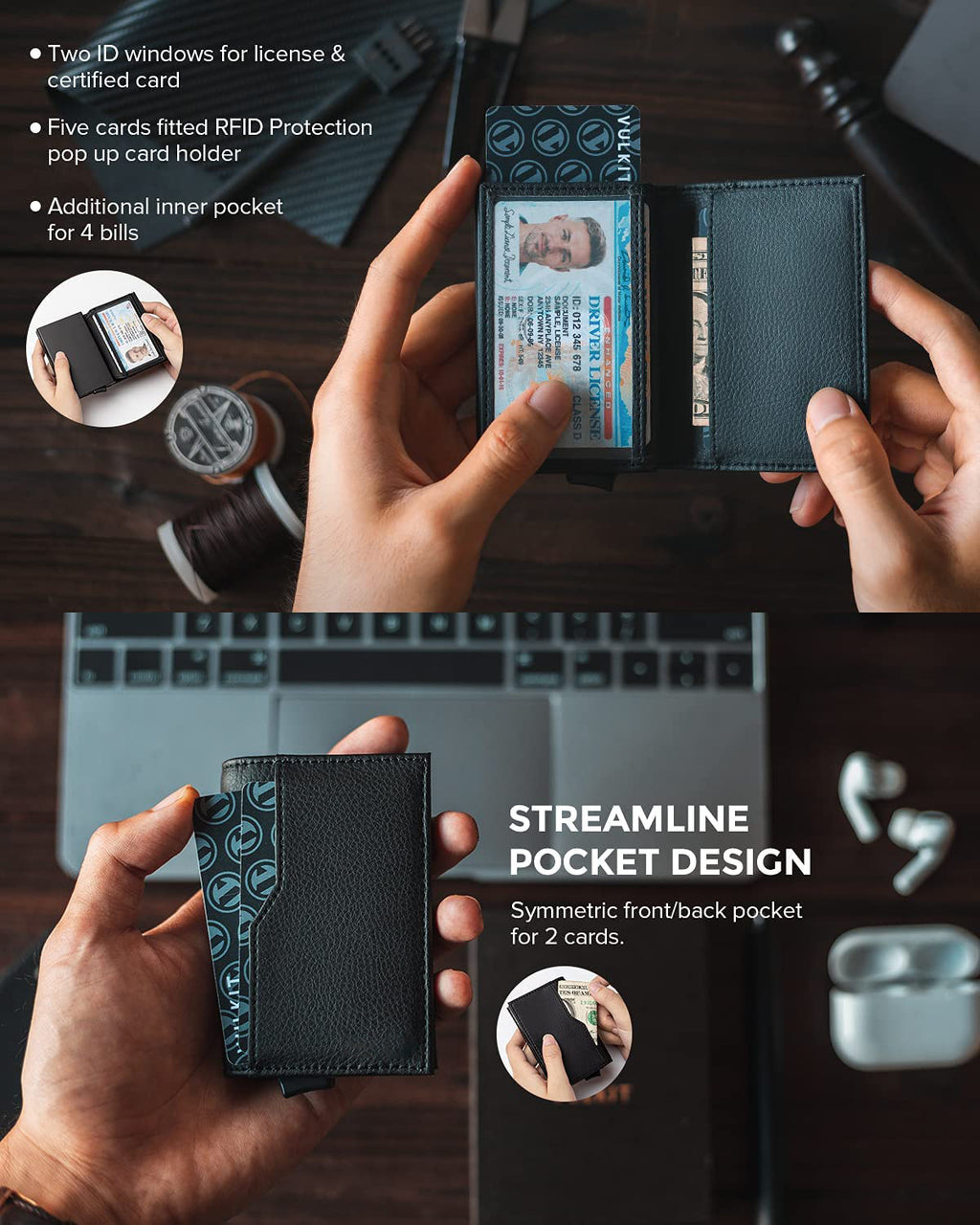 Rfid Blocking Automatic Leather Up Wallet